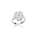 Heart-Shaped Four Leaf Clover Adjustable Ring for Women - Trendy Stainless Steel Wedding Band with 18k Gold Plating and Cubic Zirconia - Perfect Valentine's Day Gift!