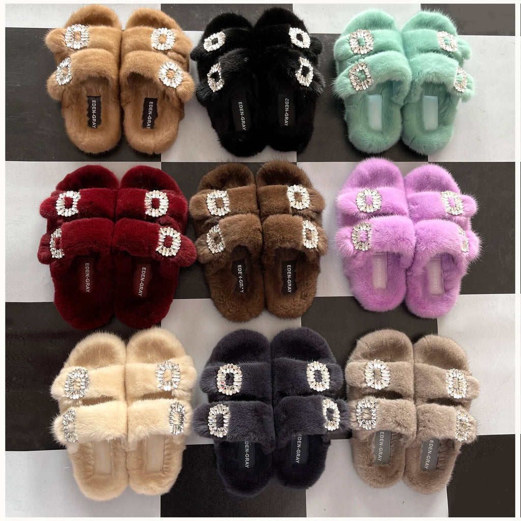 Luxurious Winter Fur Slippers for Women - 2024 Flat Real Mink Slippers for Ultimate Comfort and Style