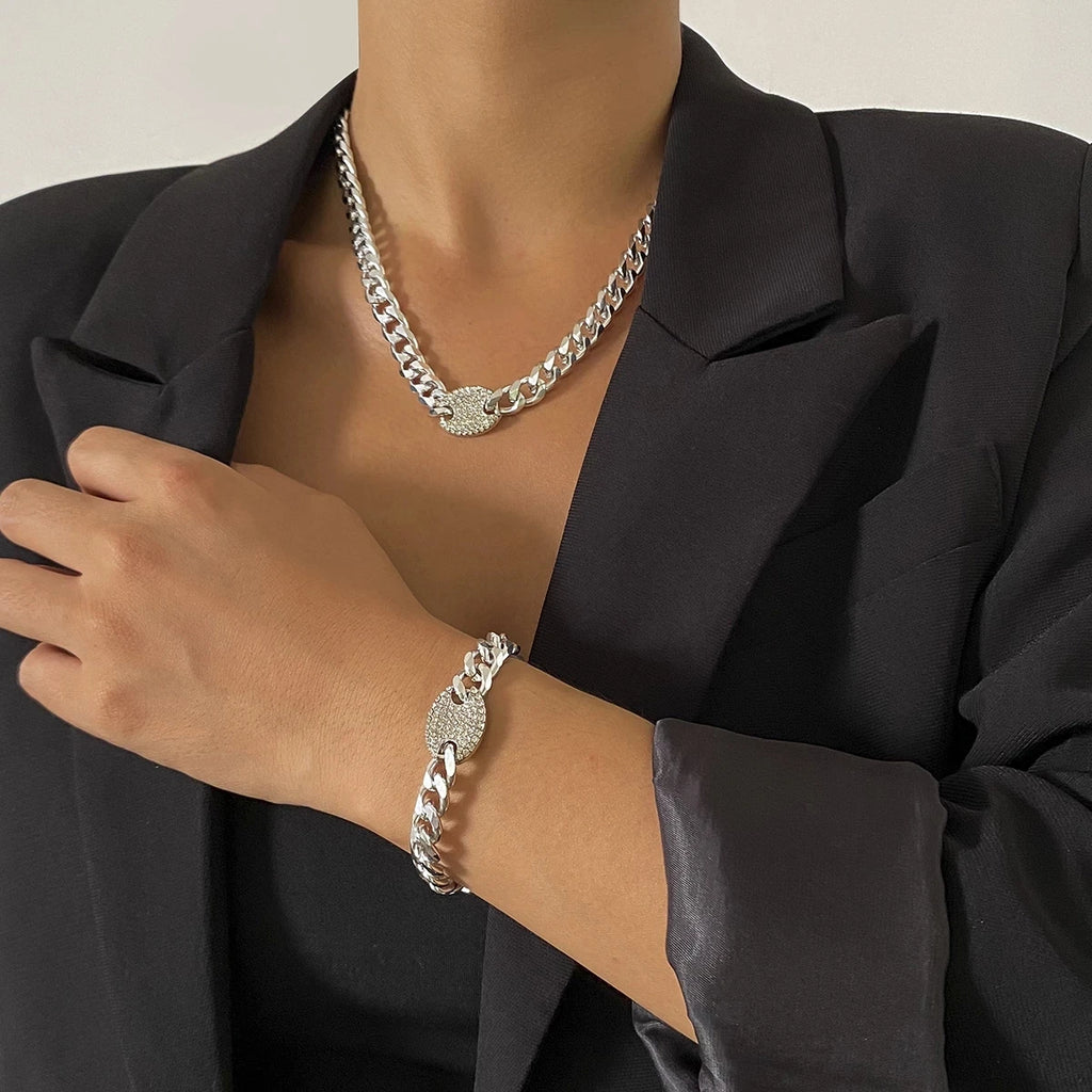 Stunning Iced Out Rhinestones Tennis Chain Choker Necklace - Hip Hop Bling for Every Occasion