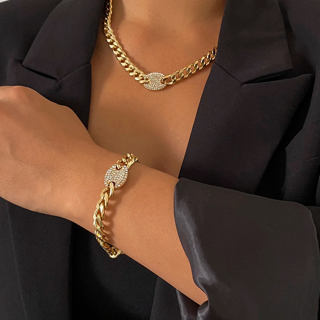 Stunning Iced Out Rhinestones Tennis Chain Choker Necklace - Hip Hop Bling for Every Occasion
