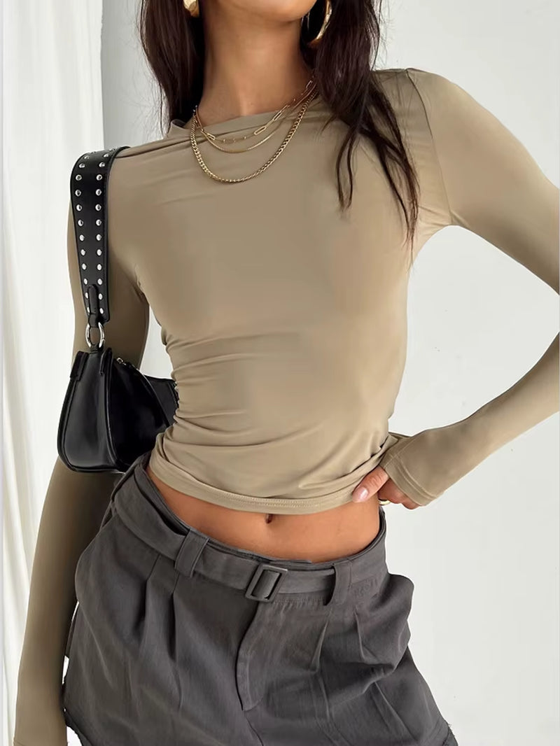 Chic Women's Long Sleeve Casual Tees - Perfect for Autumn and Winter Street Style